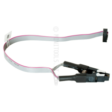 Cable com SOP-8 test clip. Supported devices: 95010, 95020, 95040, 95080,95160,  95320,  95640,  95128,  95256,  95512,  95P08,  25010,  25020,  25040,25080, 25160, 25320, 25640, 25128, 25256, 25512