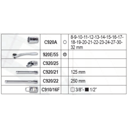 Jogo Chaves de Caixa 1/2" BETA 923E/C25