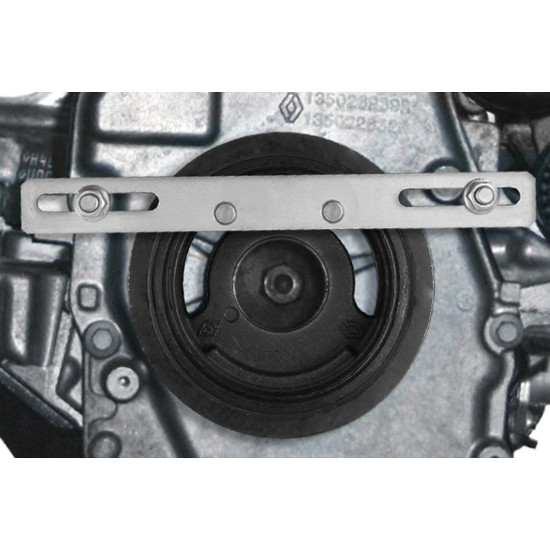 Ferramenta para bloquear e desmontar a polia da cambota em motores Renault e Dacia Ferramenta para bloquear e desmontar a polia da cambota em motores Renault e Dacia