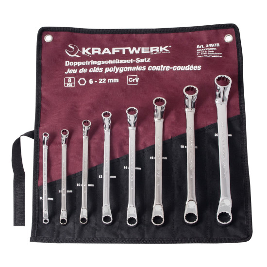 Kraftwerk 3497R - Conjunto de 8 Chaves Luneta Dupla 6-22 mm com bolsa