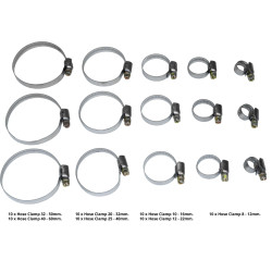 Sortido abraçadeiras aço inoxidável 70pcs 8-60mm Welzh 44806