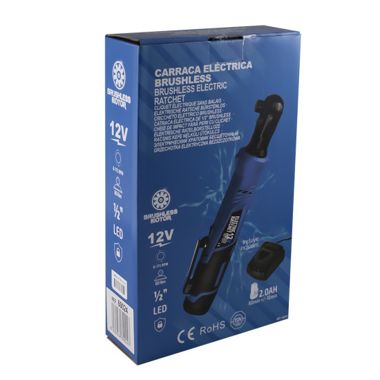 Roquete Elétrico 1/2" 12V Recarregável, Motor sem Escovas