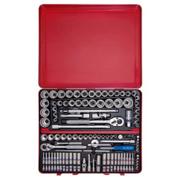 KING TONY 9033CR Jogo de chaves de caixa 1/4" - 1/2" - 3/8" métrico e polegadas, caixa metálica KING TONY 9033CR Jogo de chaves de caixa 1/4" - 1/2" - 3/8" métrico e polegadas, caixa metálica