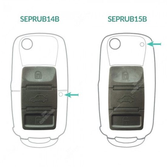 Borracha para capa de chaves Volkswagen, Seat e Skoda 3 botões Borracha para capa de chaves Volkswagen, Seat e Skoda 3 botões