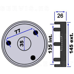 Calço de borracha para elevadores de duas colunas de diâmetro 145 mm