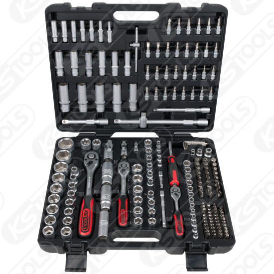 Kit de chaves de caixa 1/4" + 3/8" + 1/2", 195 peças KS TOOLS