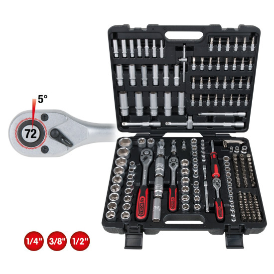 Kit de chaves de caixa 1/4" + 3/8" + 1/2", 195 peças KS TOOLS Kit de chaves de caixa 1/4" + 3/8" + 1/2", 195 peças KS TOOLS