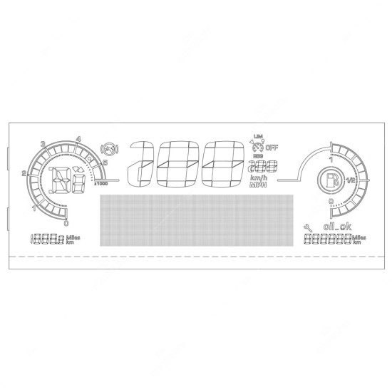 LCD display for Citroën C4 Picasso and Grand C4 Picasso instrument clusters (diesel versions)