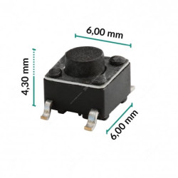 Microswitch tamanho:: 6x6x4,3 mm; pack de 5 peças Microswitch tamanho:: 6x6x4,3 mm; pack de 5 peças