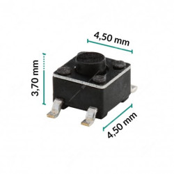 Microswitch tamanho: 4,5x4,5x3,7 mm - pack de 5 peças Microswitch tamanho: 4,5x4,5x3,7 mm - pack de 5 peças
