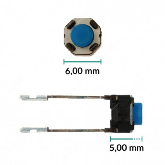 Microswitch tamanho: 6x6x5 mm - pack de 5 peças Microswitch tamanho: 6x6x5 mm - pack de 5 peças