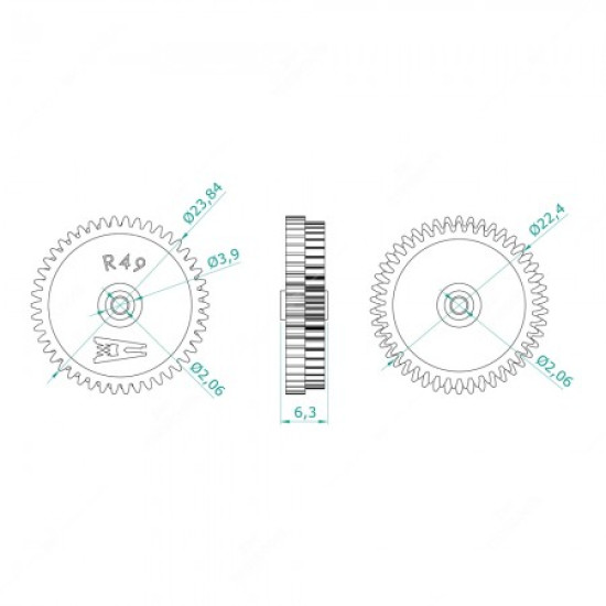 Carreto 46 dentes externos e 43 dentes internos para painéis de instrumentos de Mercedes W126 e R107 Carreto 46 dentes externos e 43 dentes internos para painéis de instrumentos de Mercedes W126 e R107