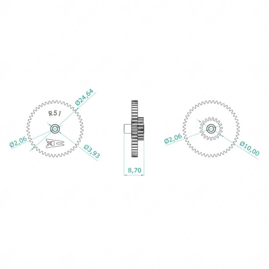 Carreto (dentes: 48 externo - 19 interno) para conta km Mercedes R107 Carreto (dentes: 48 externo - 19 interno) para conta km Mercedes R107