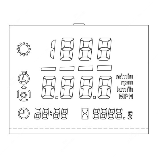 LCD display for Massey Ferguson and John Deere tractors (dimensions 75x58mm)